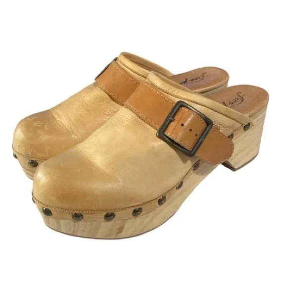 Free People Shoes Culver City Clogs Leather Camel Tan Boho Hippie Sz. 40 / 9-9.5 - Picture 4 of 15